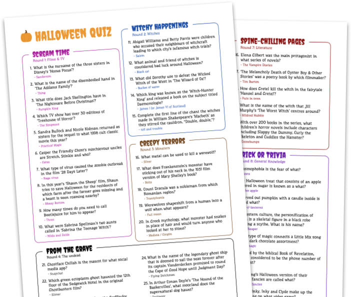 Full 50 question halloween quiz